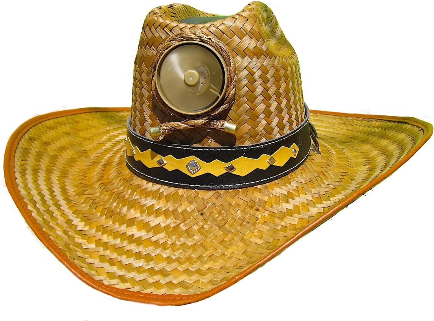 Cooling Sun Straw Solar Men's Palm Leaf Cowboy Hat w. Band Meduim