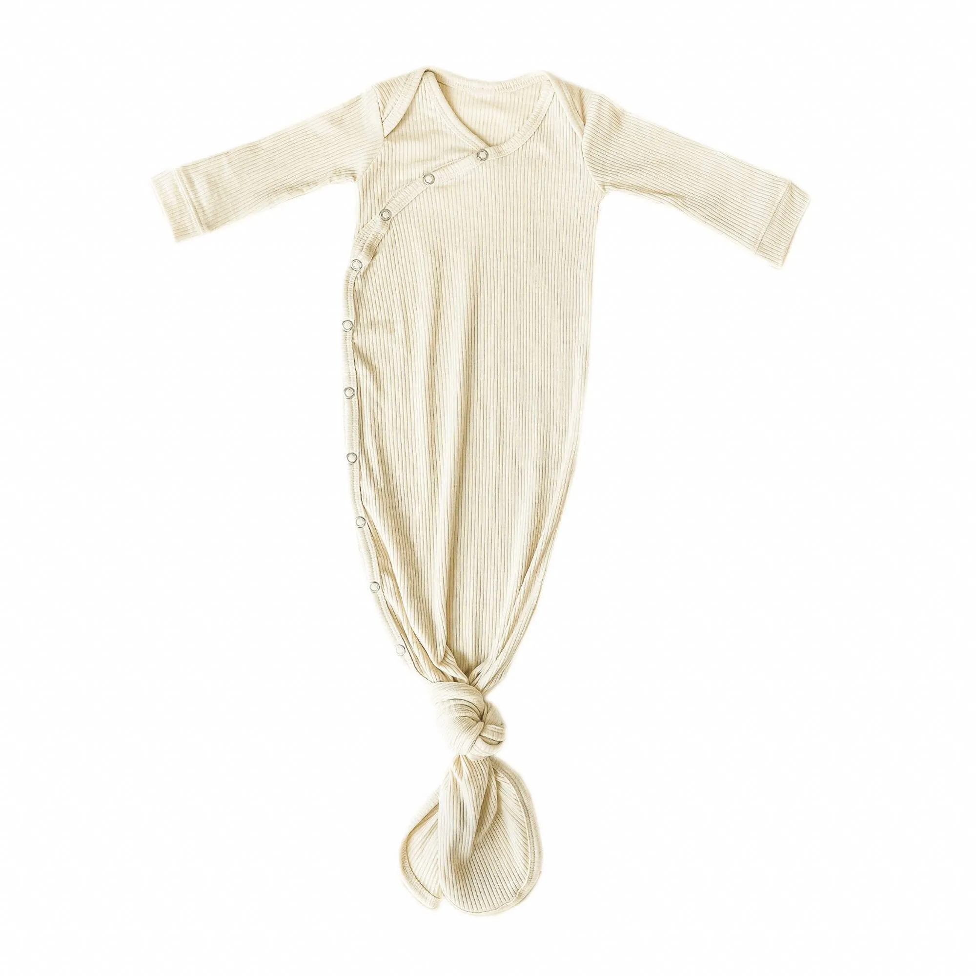 Copper Pearl Rib Knit Newborn Knotted Gown - Moonstone
