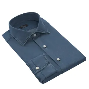 Cotton Blue Denim Shirt with Soft Collar