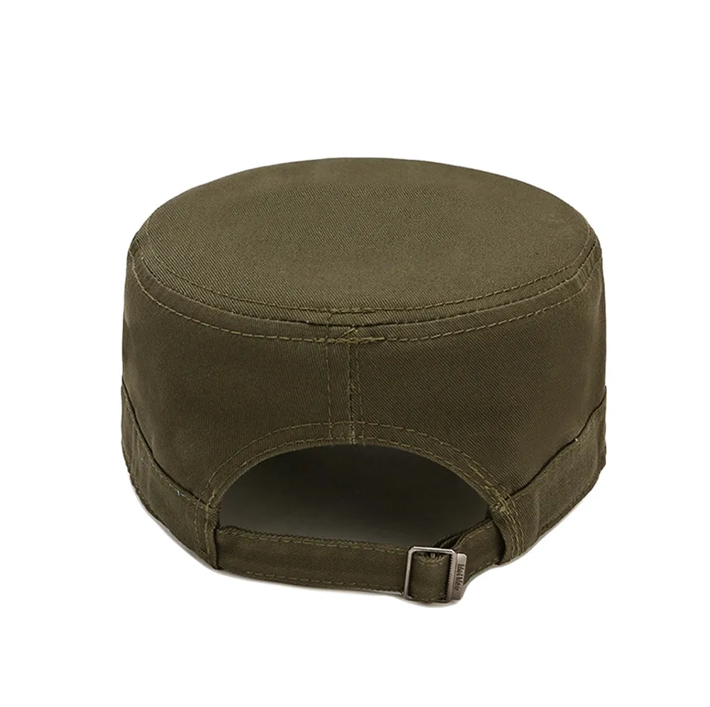Cotton Cadet Cap Military Army Hat Army Style Flat Top Cap Adjustable Cotton Sports Hat YZ40198