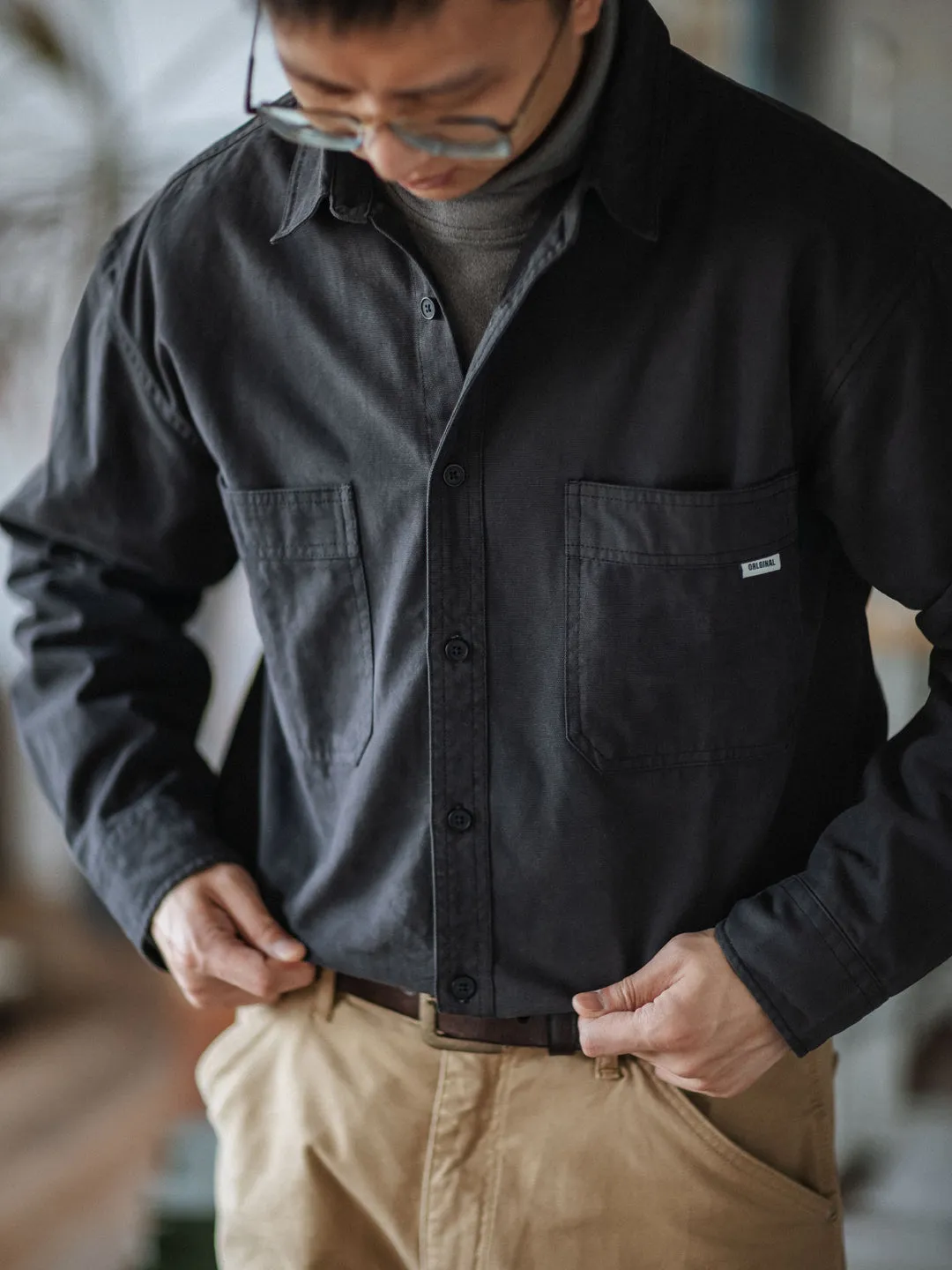 COTTON CANVAS CASUAL SHIRT