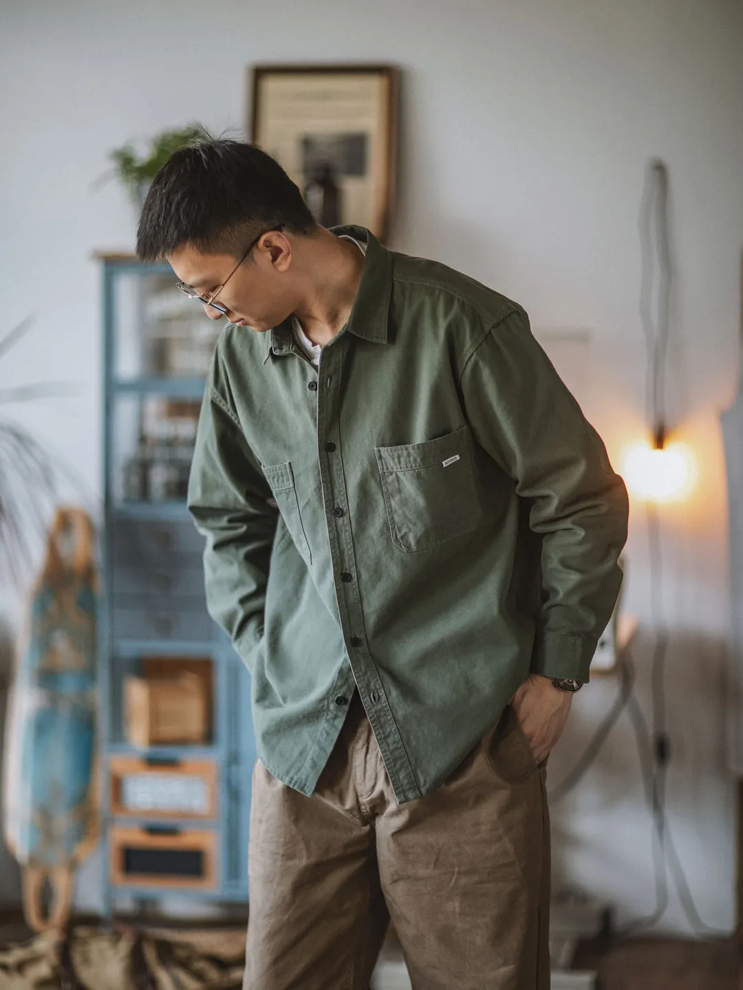 COTTON CANVAS CASUAL SHIRT