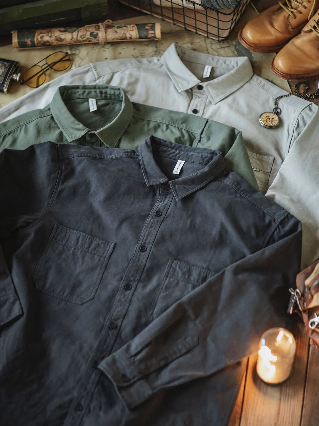 COTTON CANVAS CASUAL SHIRT
