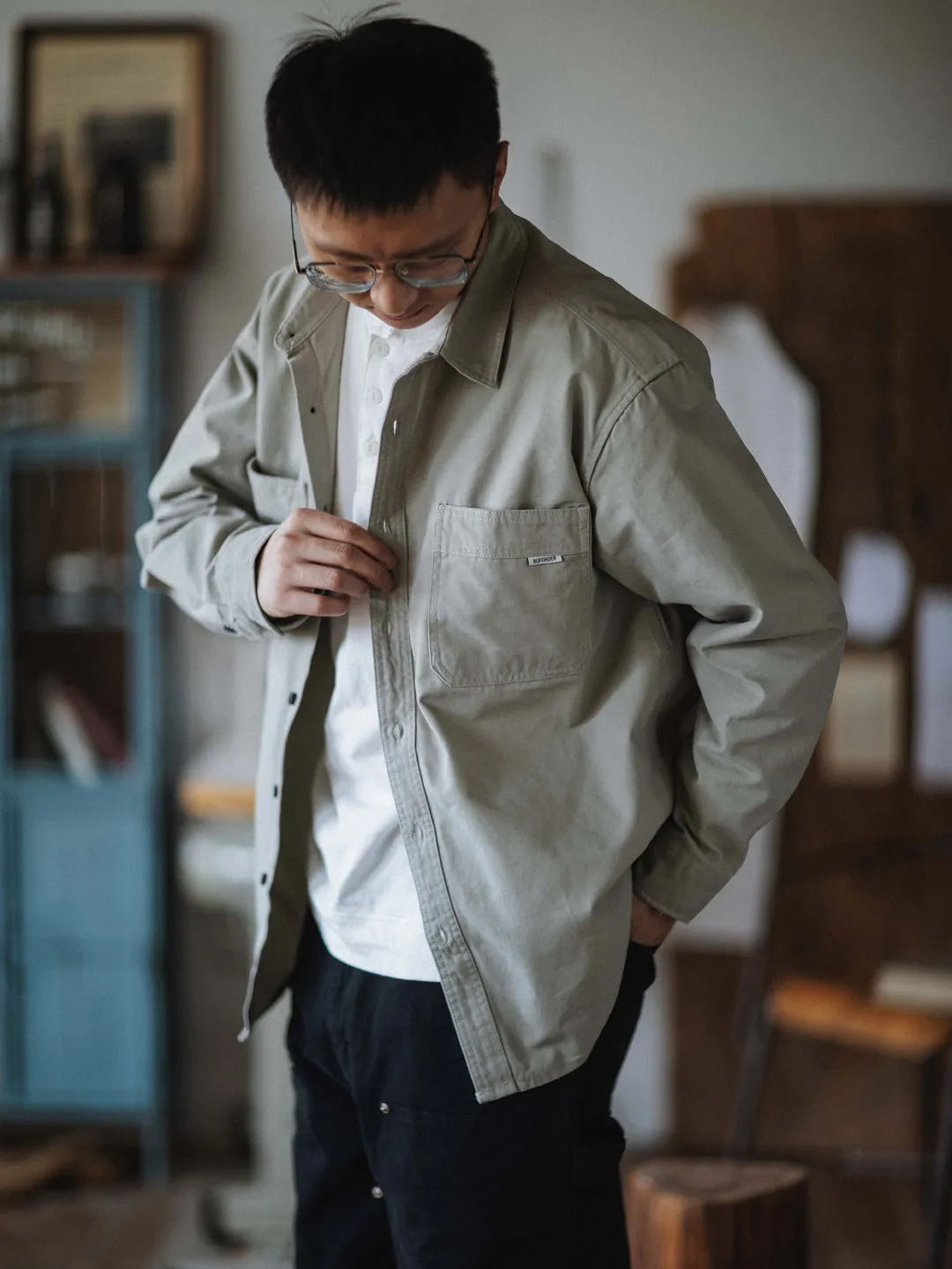 COTTON CANVAS CASUAL SHIRT
