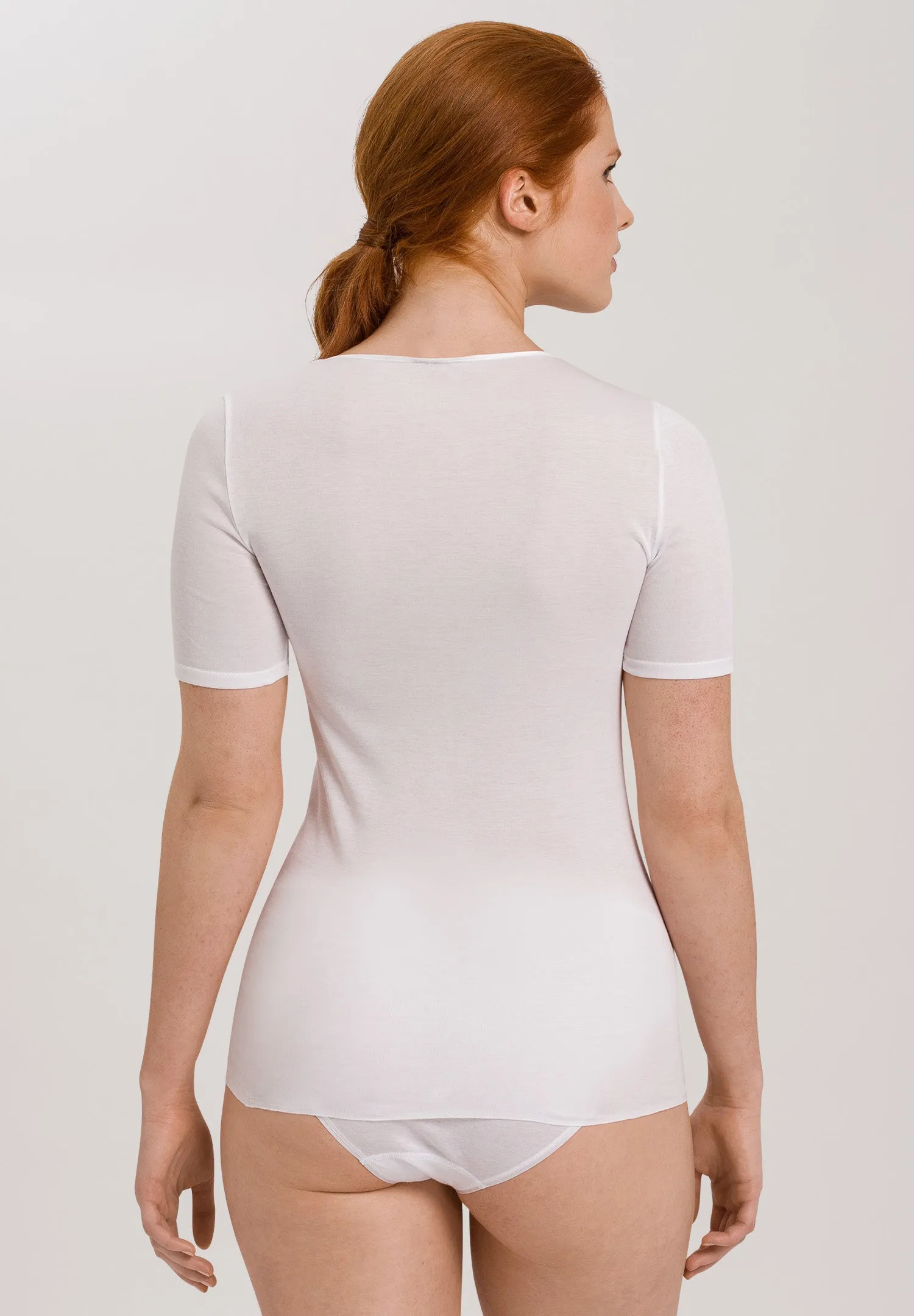 Cotton Seamless Fitted Cotton V-Neck Top | White 71603-101