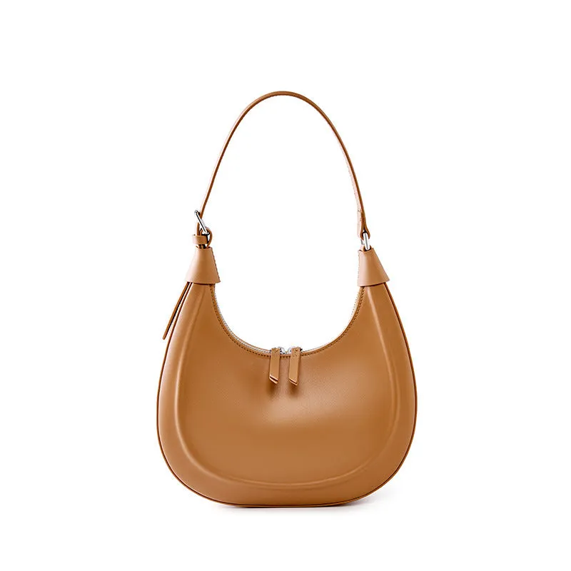COWHIDE HALF MOON BAG FASHION CRESCENT UNDERARM BAG