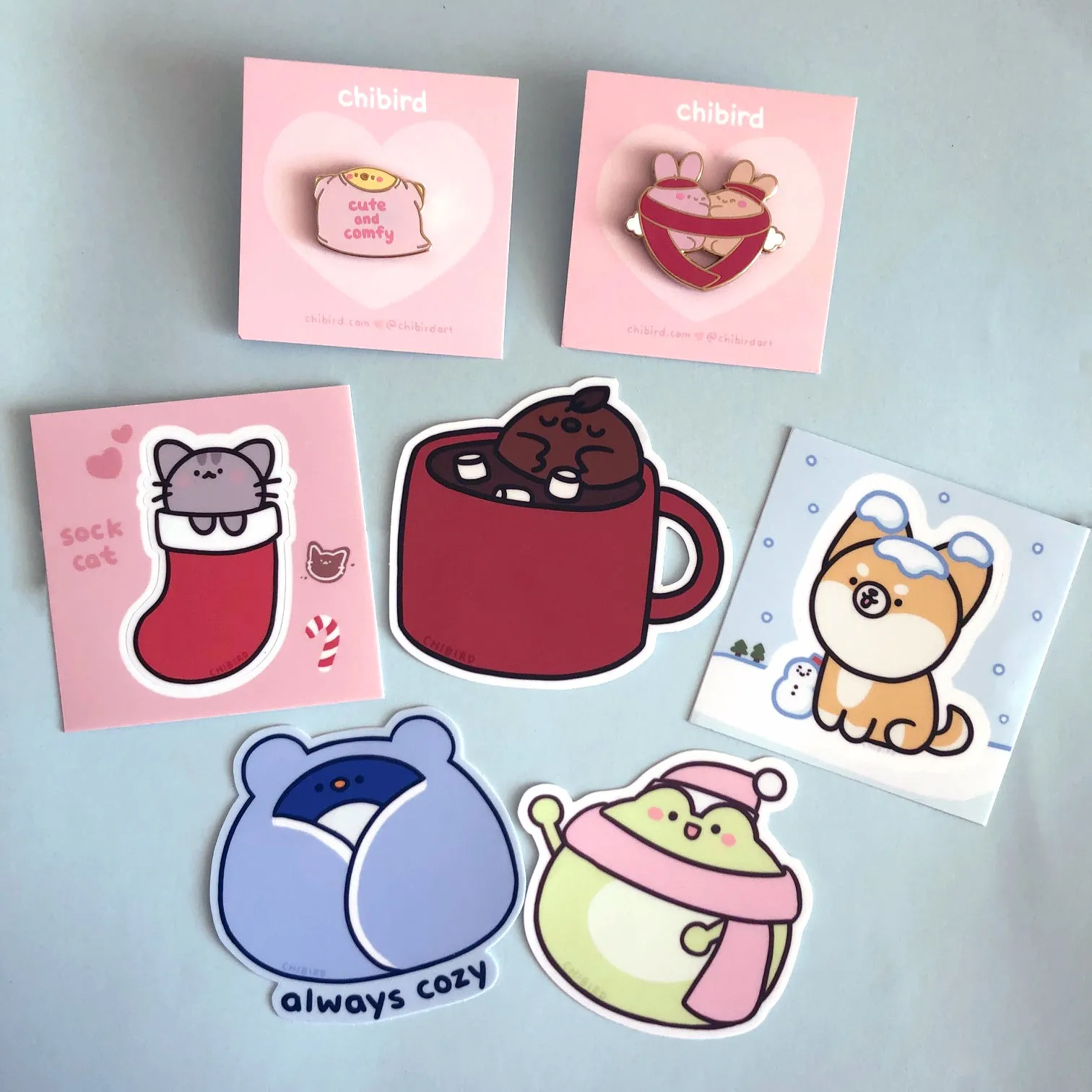 Cozy Enamel Pin   Sticker Bundle