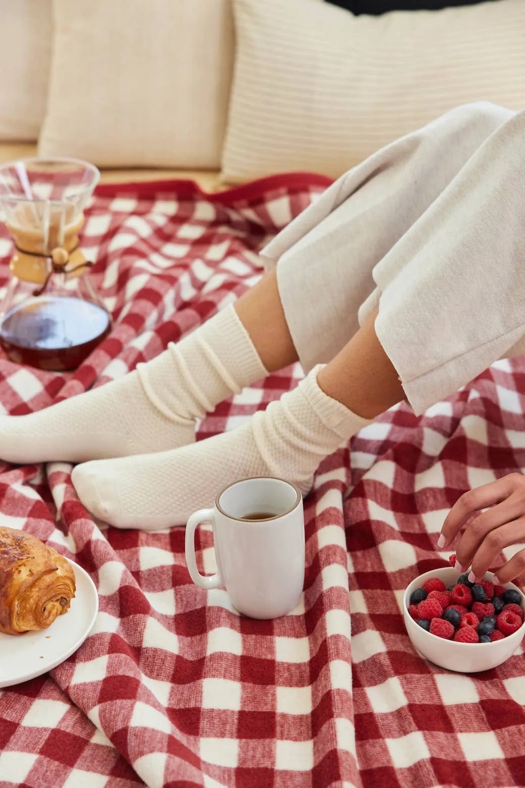 Cozy Gingham Rosewood Blanket: Original