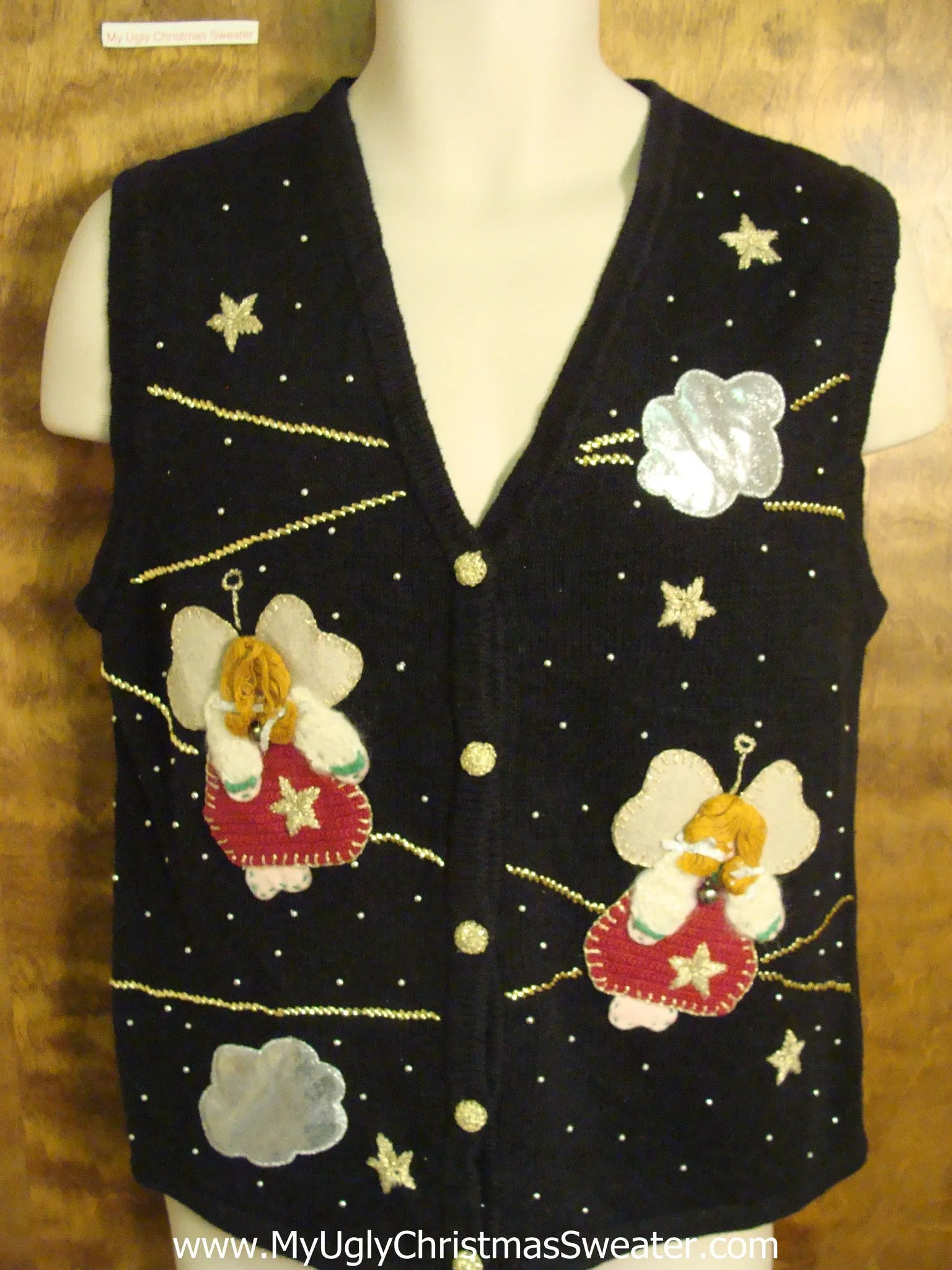 Crafty 80s Angels Ugly Christmas Jumper Vest