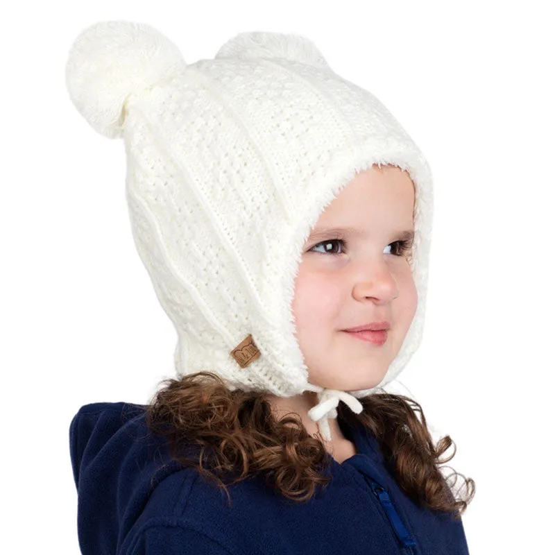 Cream Bear Knit Beanie