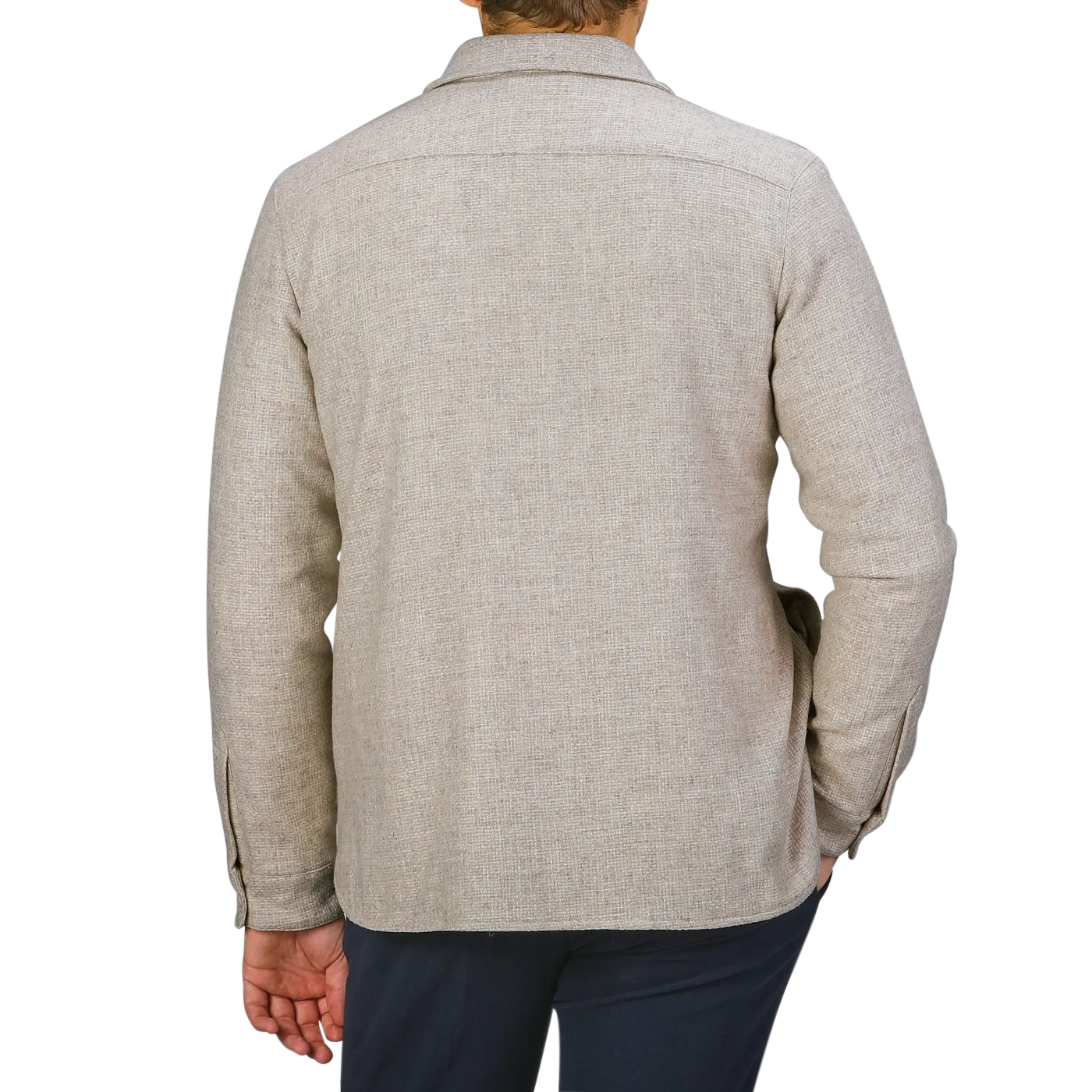 Cream Beige Wool Cashmere Padded Overshirt