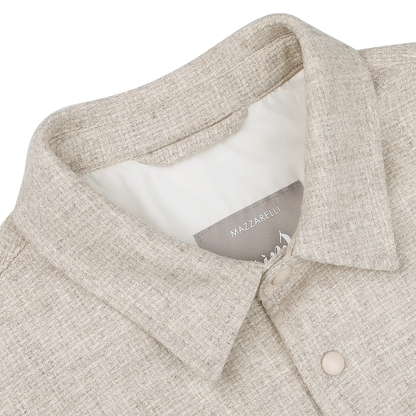 Cream Beige Wool Cashmere Padded Overshirt