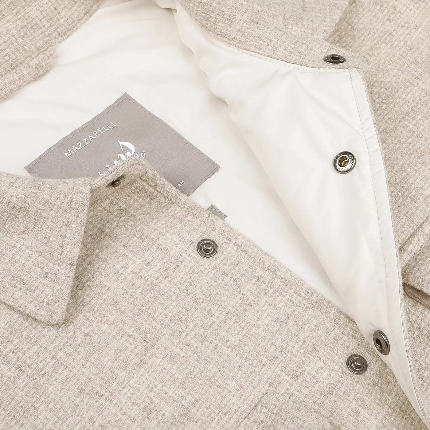 Cream Beige Wool Cashmere Padded Overshirt