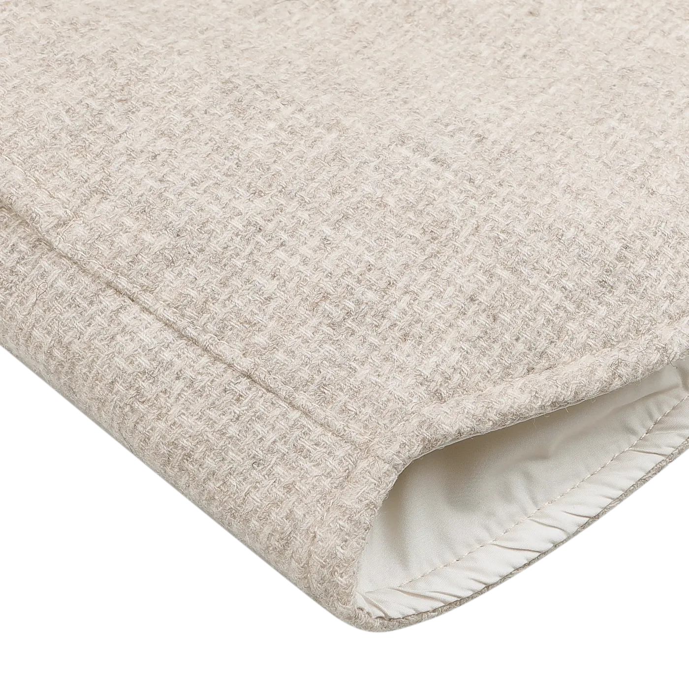 Cream Beige Wool Cashmere Padded Overshirt