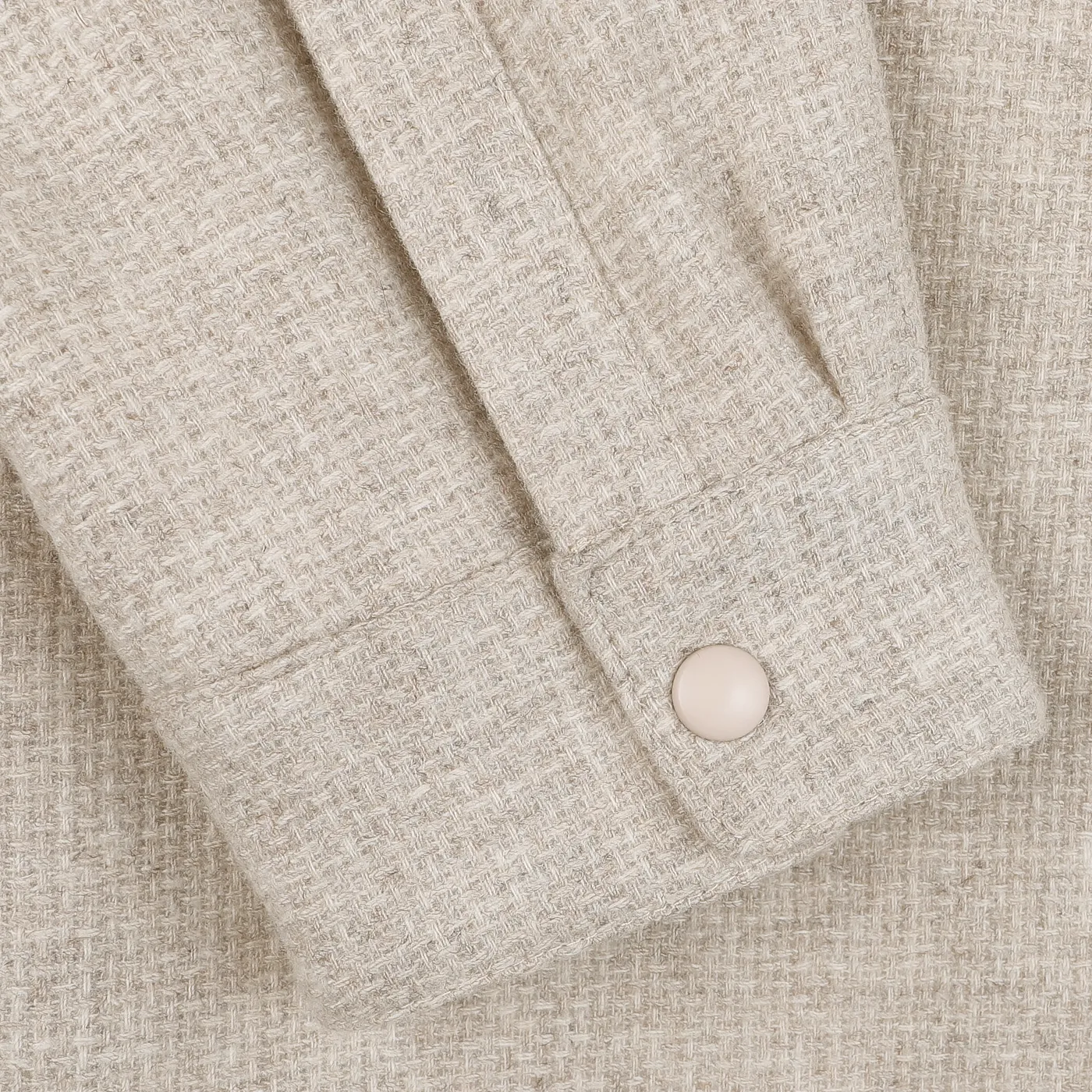 Cream Beige Wool Cashmere Padded Overshirt