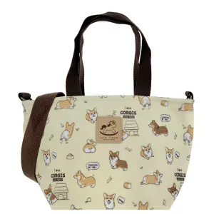 Cream Corgi Puppy Mini Travel Tote