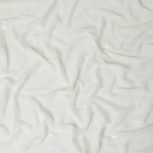 Cream synthetic chiffon fabric with same tone metallic lurex in floral design-D10131