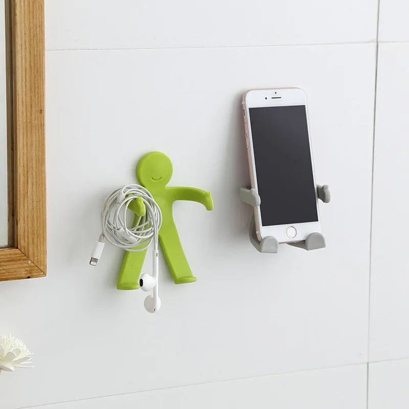 Creative Human Figure Wall Phone Holder Hook