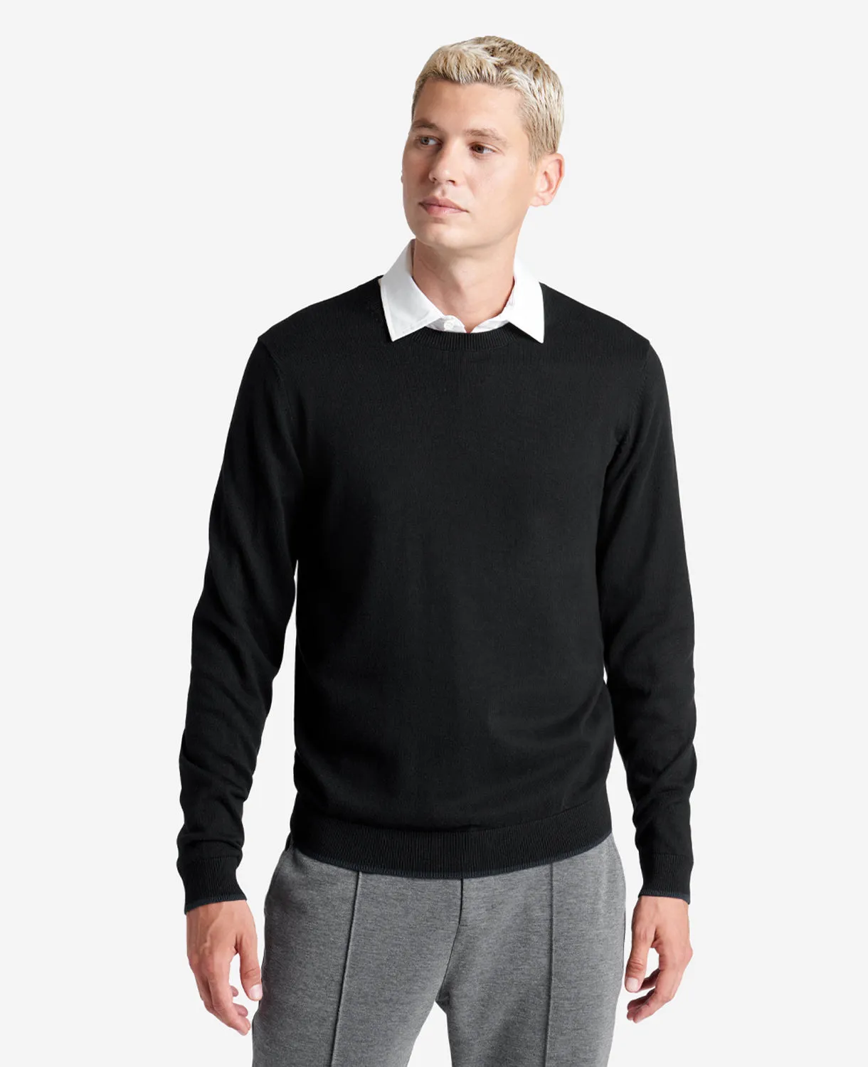 Crewneck Sweater with Tipping Details