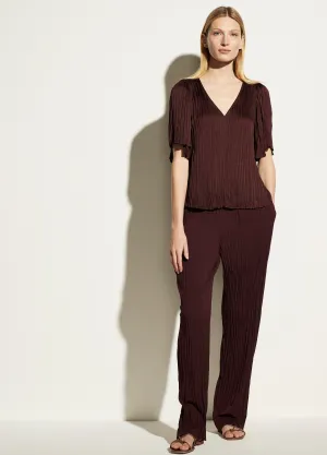 Crinkle Pull On Pant in Oxblood