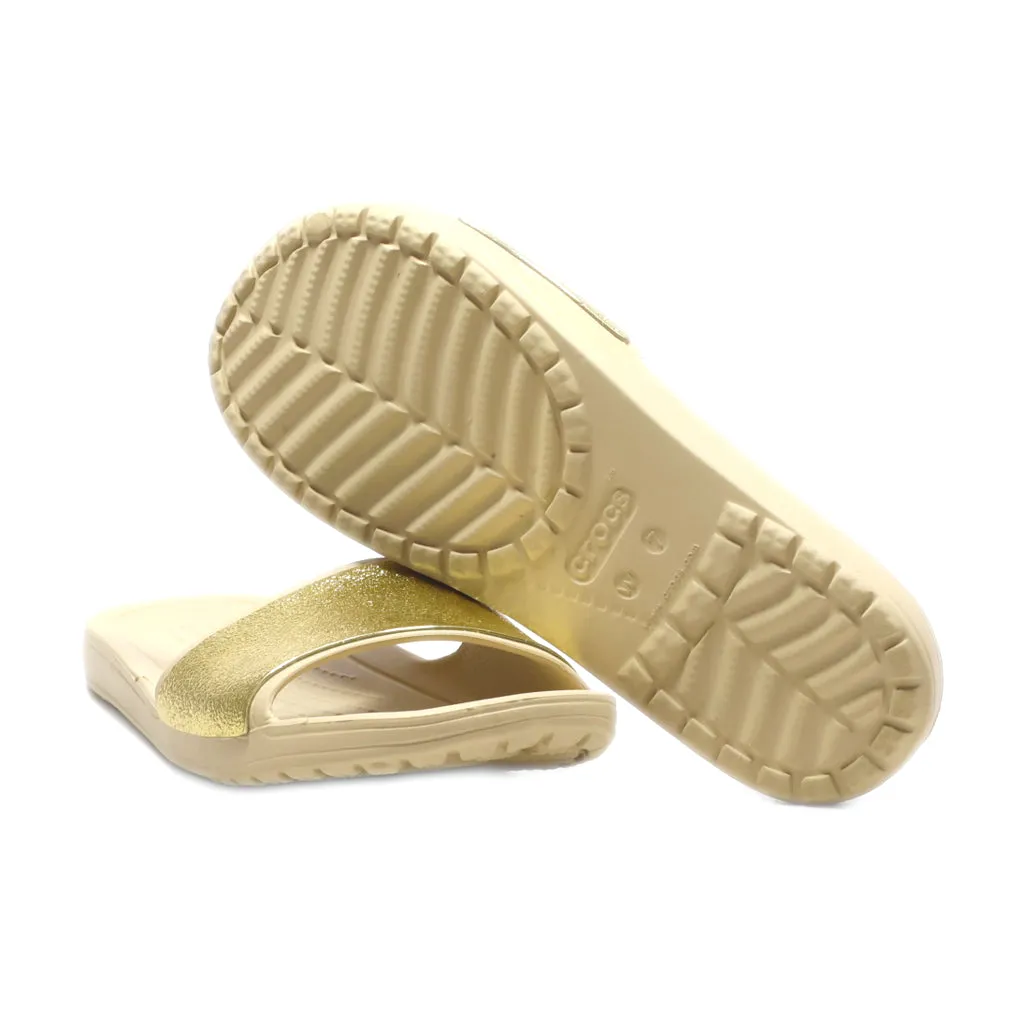 Crocs Sliders Rubber Gold Colour For Women