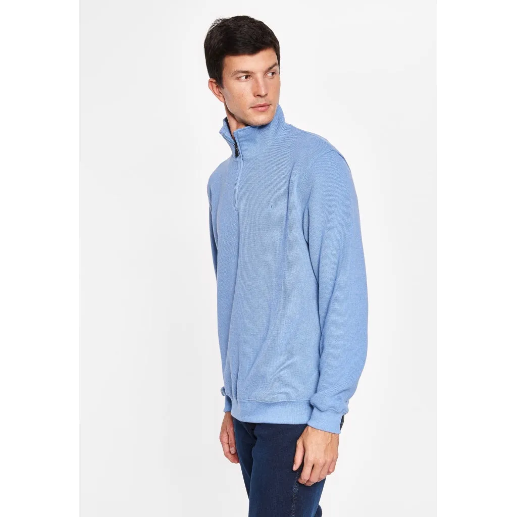 Cromwell Long Sleeve Half Zip Sweater - Denim Melange