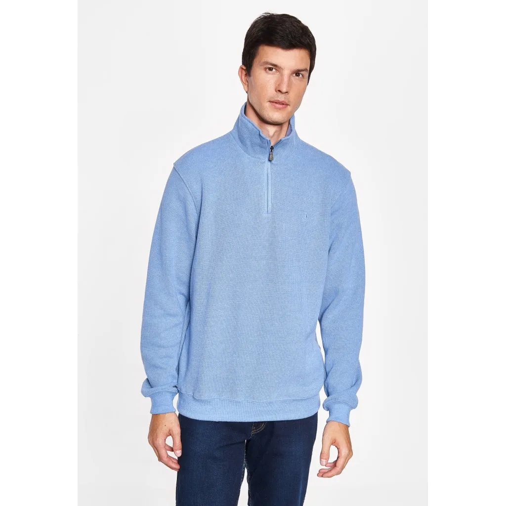 Cromwell Long Sleeve Half Zip Sweater - Denim Melange