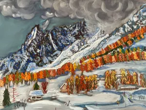 Cross-Country Skiing in Val Ferret Painting