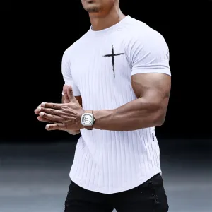 CROSS STRIPED RAGLAN GRAPHIC TEE
