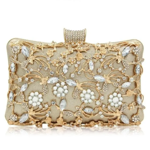 Crystal Clutch Purse Crossbody Chain Shoulder Bag with Rhinestone