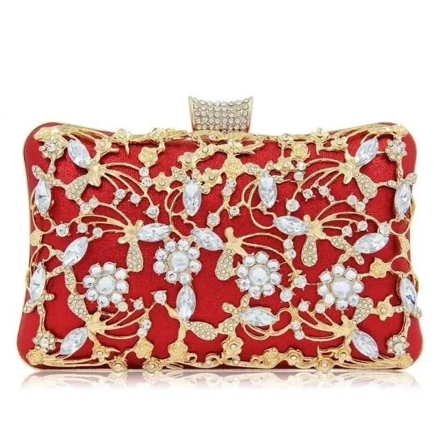Crystal Clutch Purse Crossbody Chain Shoulder Bag with Rhinestone
