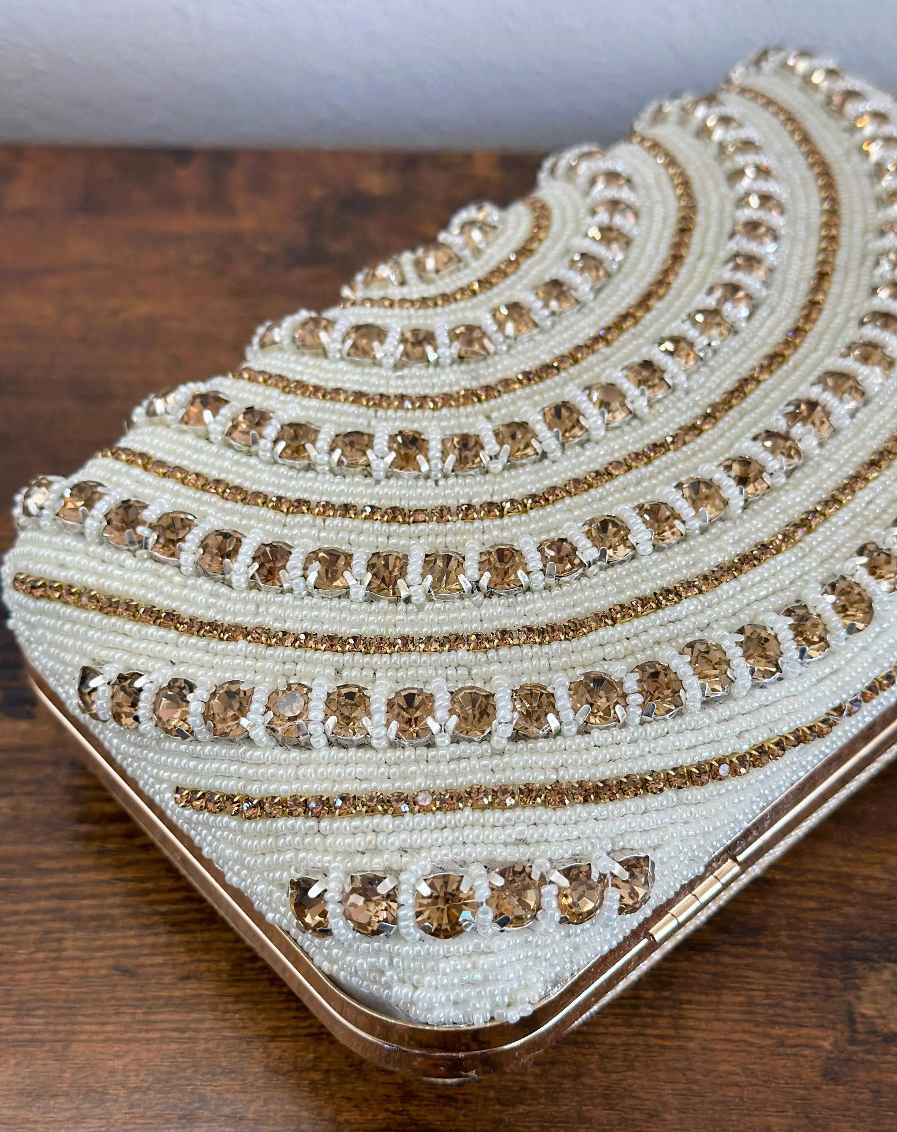 Crystal Crossbody Bridal Box Clutch [White]