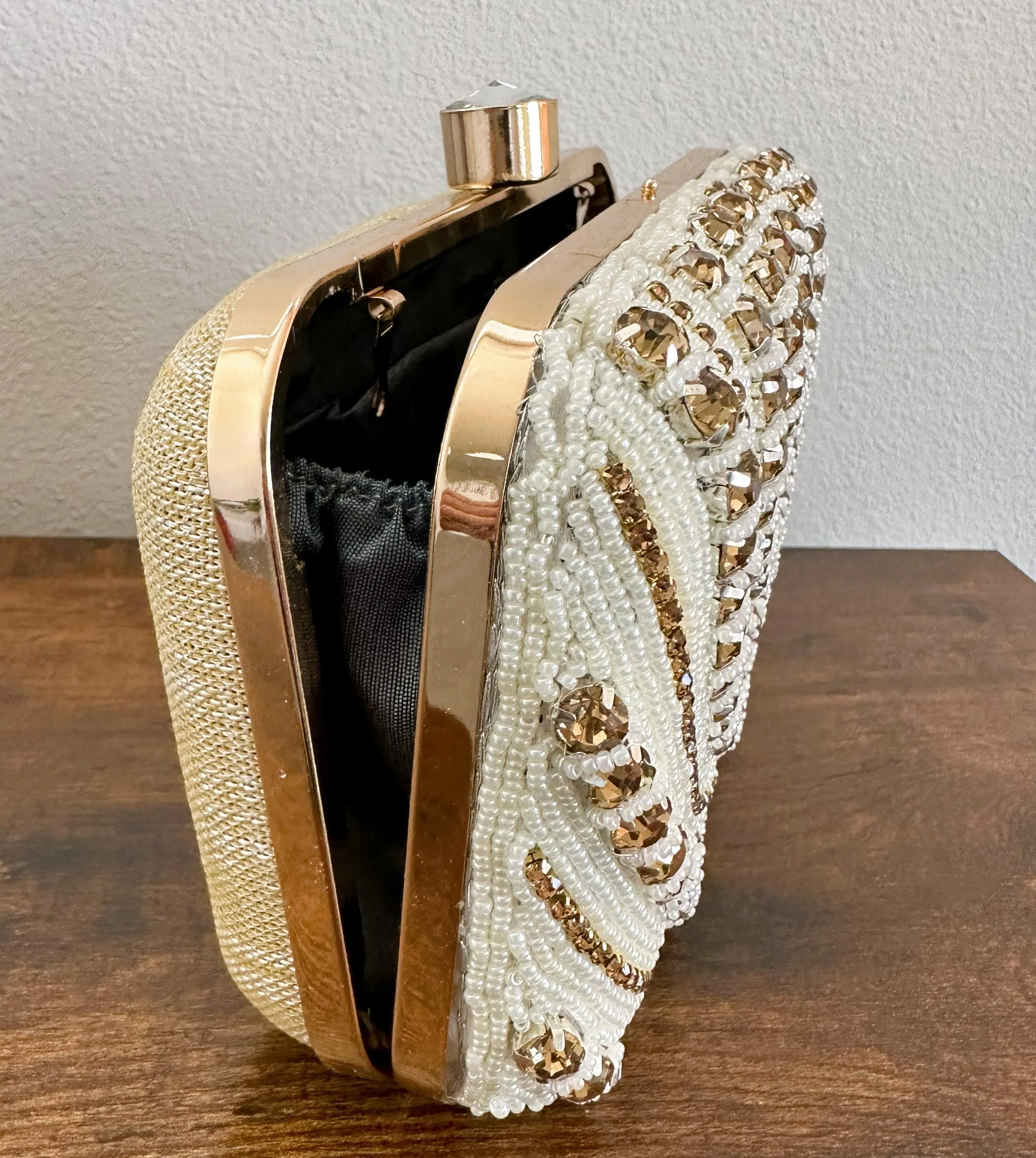 Crystal Crossbody Bridal Box Clutch [White]