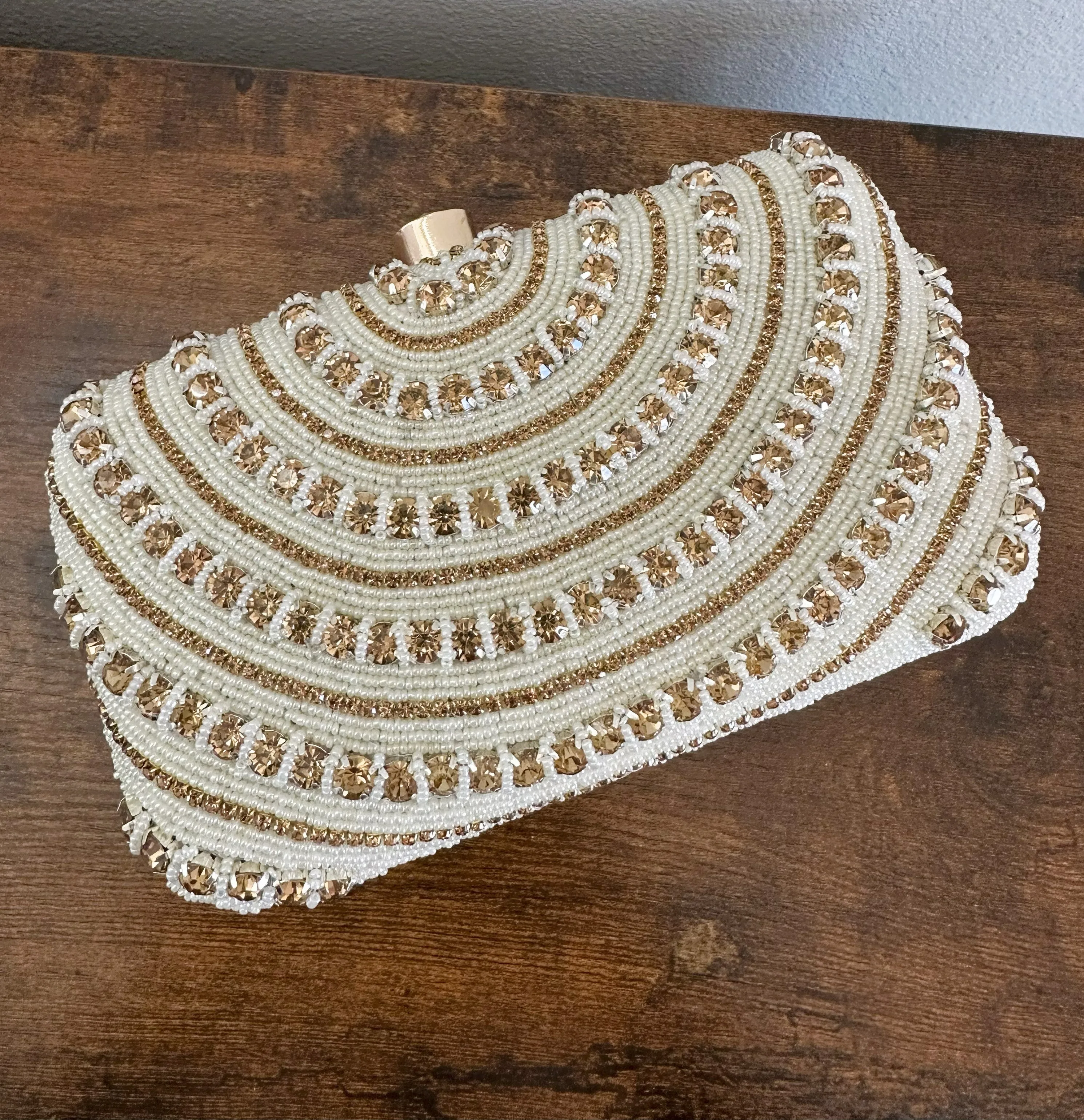 Crystal Crossbody Bridal Box Clutch [White]