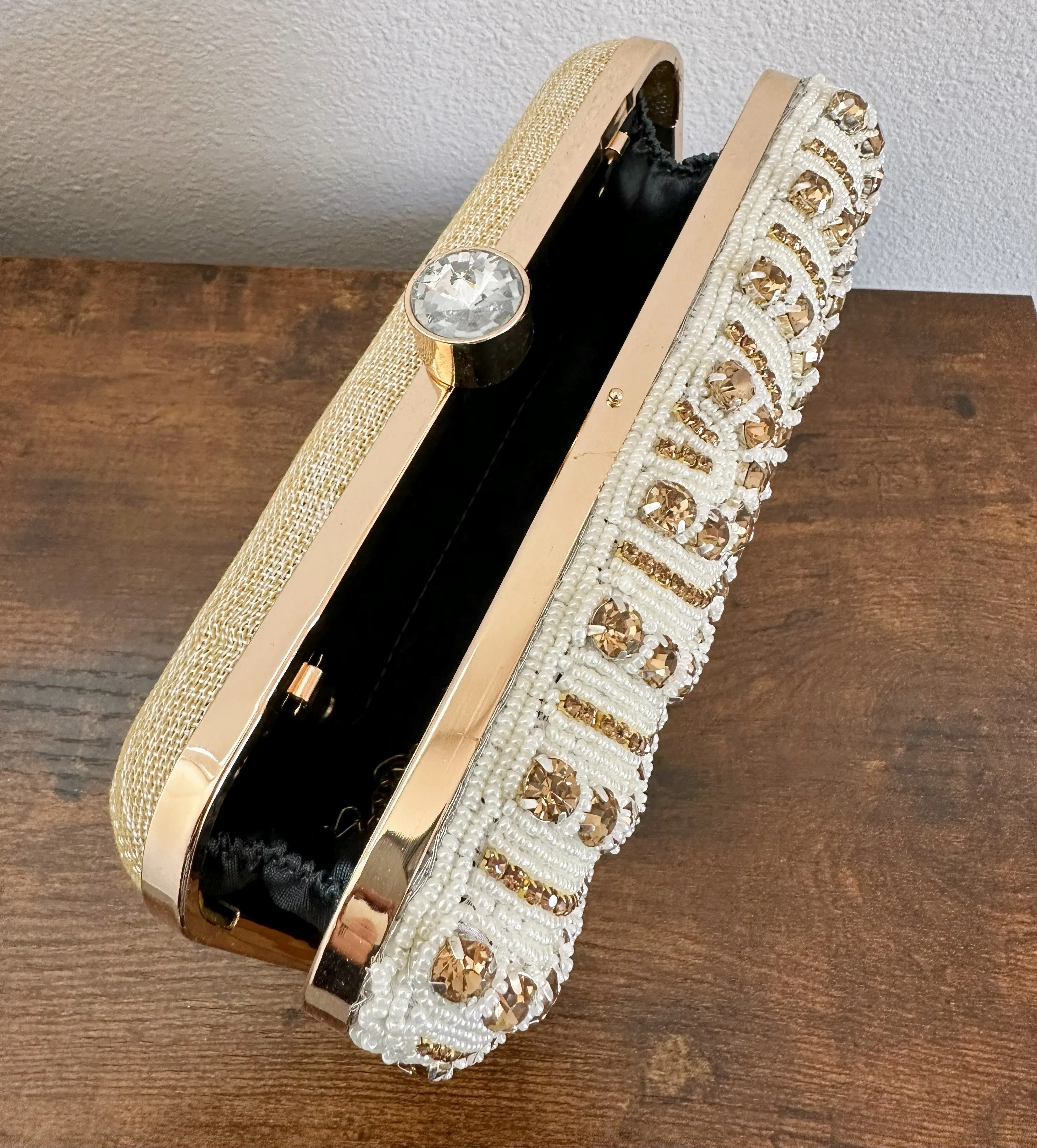 Crystal Crossbody Bridal Box Clutch [White]