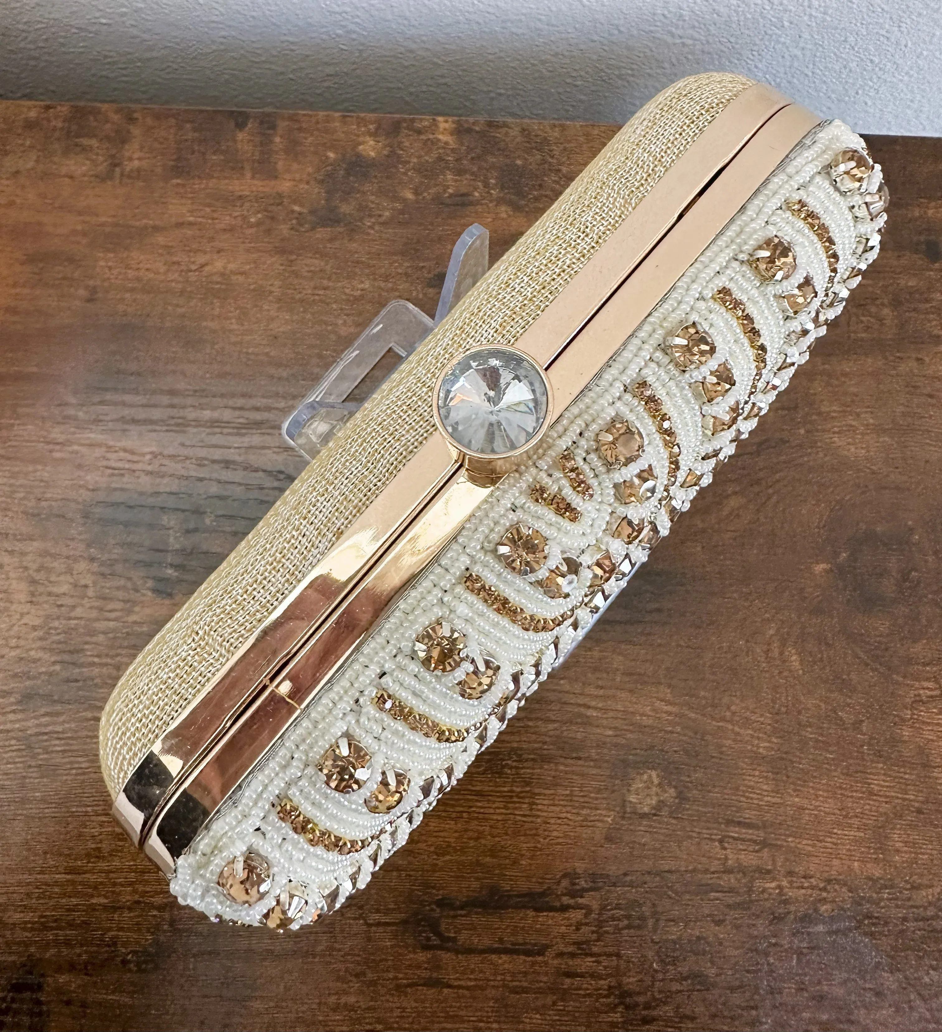 Crystal Crossbody Bridal Box Clutch [White]