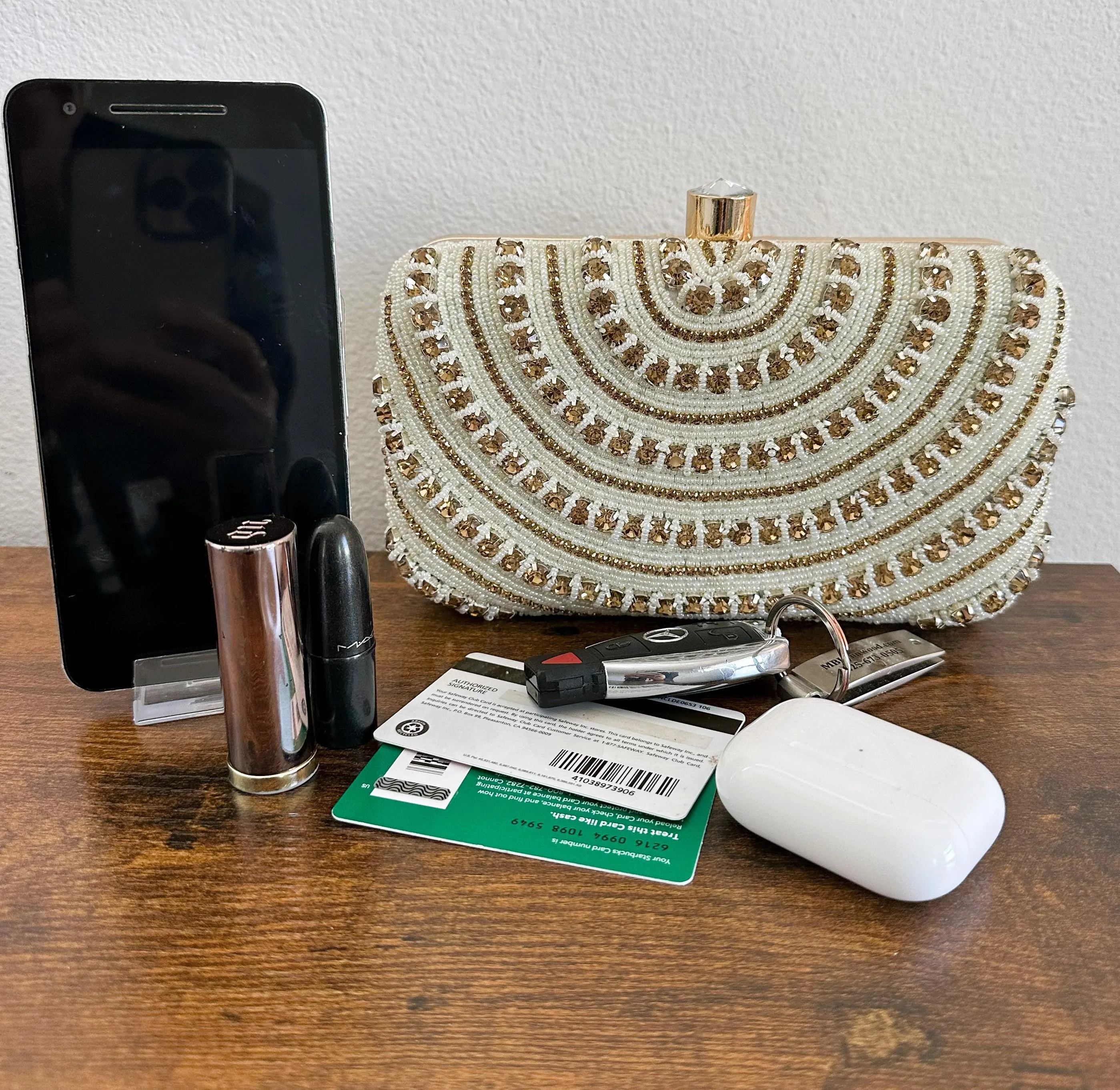 Crystal Crossbody Bridal Box Clutch [White]