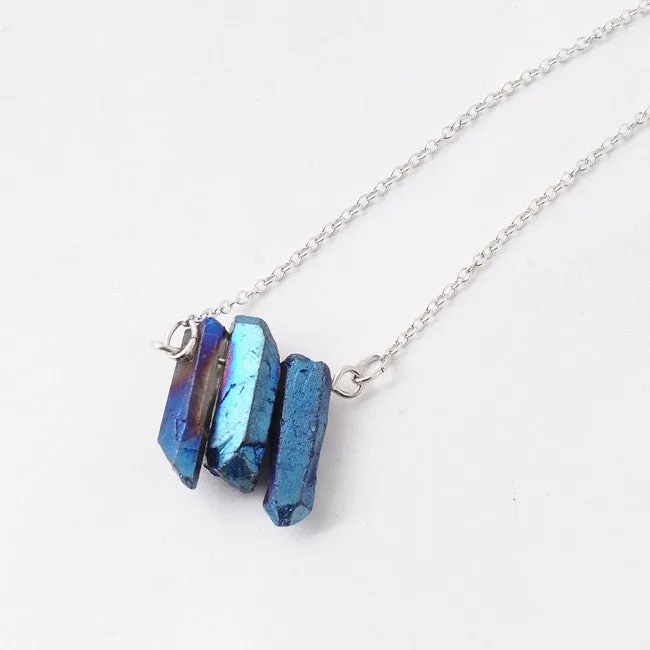 Crystal pendant necklaces silver chain quartz stone necklace women jewelry