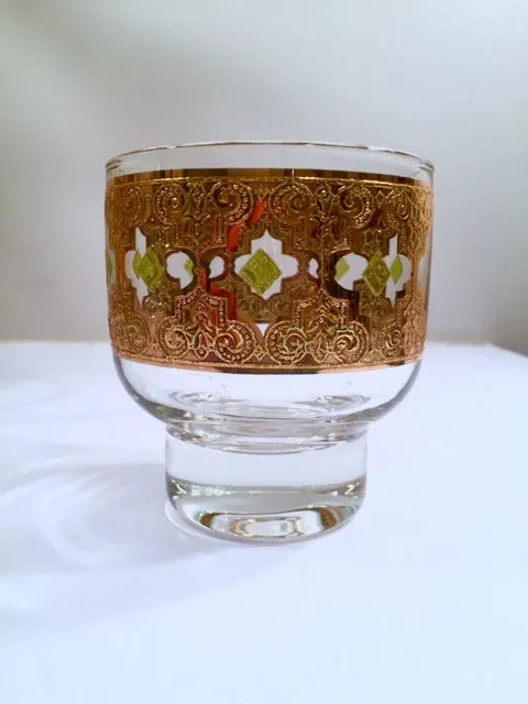 Culver - Signed Valencia Mid-Century Green & 22-Karat Gold Ferris Wheel Drink Set