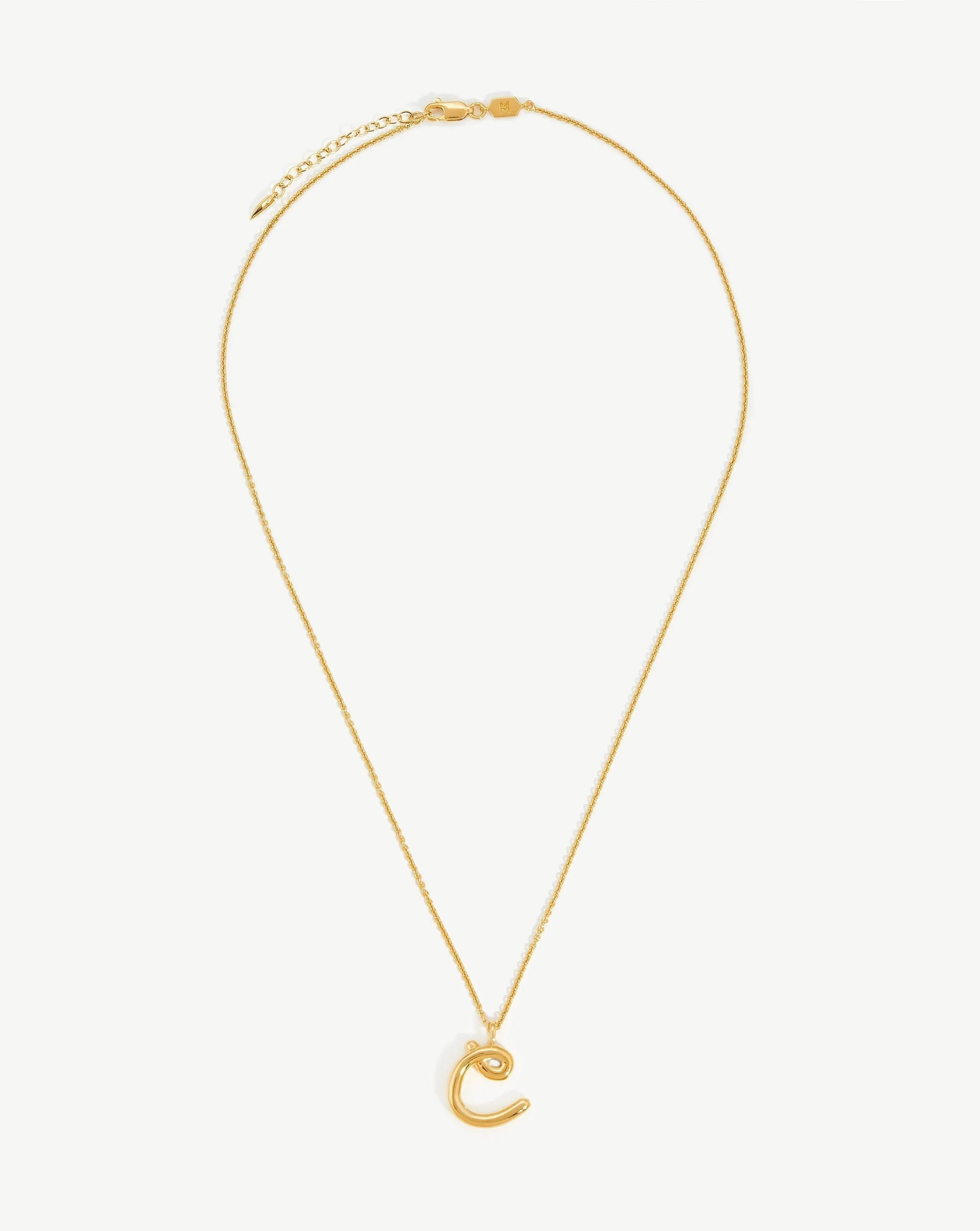 Curly Molten Initial Pendant Necklace - Initial C | 18k Gold Vermeil