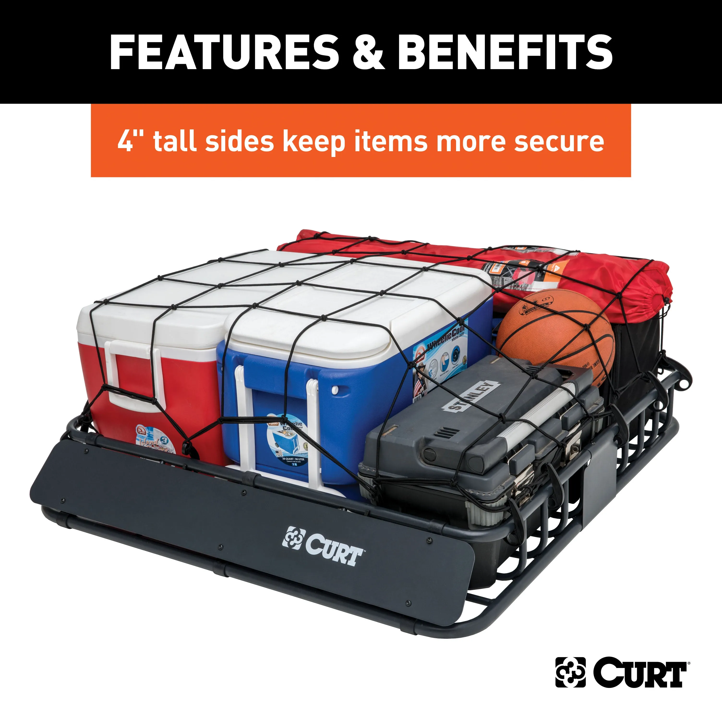 CURT 18115 CURT 18115 Universal 42 x 37-Inch Black Steel Roof Rack Rooftop Cargo Carrier