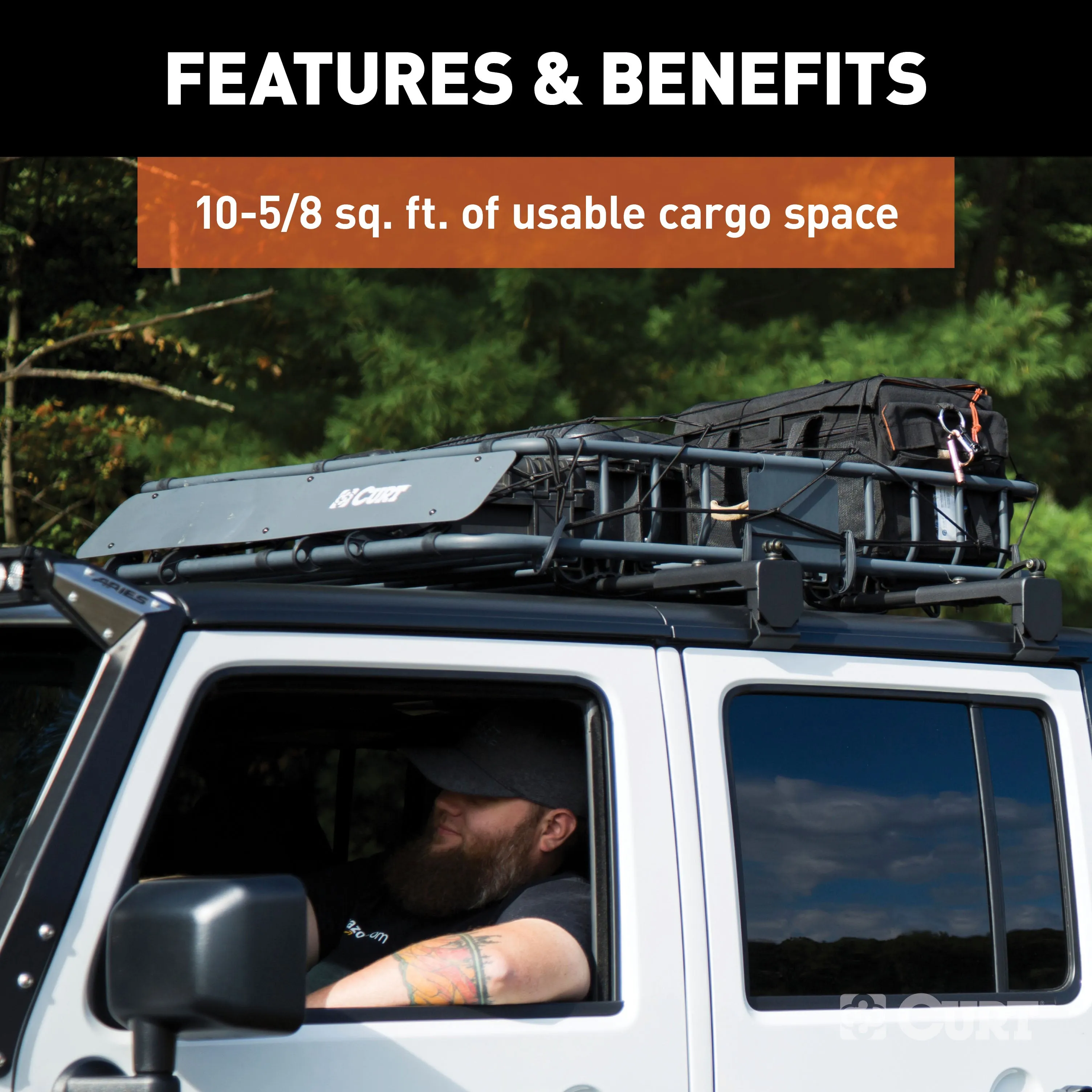 CURT 18115 CURT 18115 Universal 42 x 37-Inch Black Steel Roof Rack Rooftop Cargo Carrier