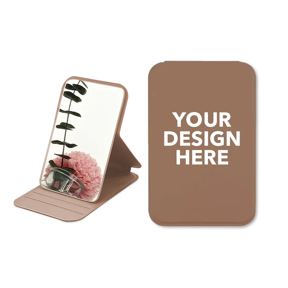 Custom Logo Portable PU Leather Pocket Mirror