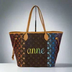 Custom Painted Louis Vuitton Neverfull- 50 Shades of Ombré