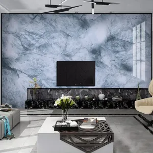 Custom Wallpaper Mural Modern Luxury Blue Marble Pattern (㎡)