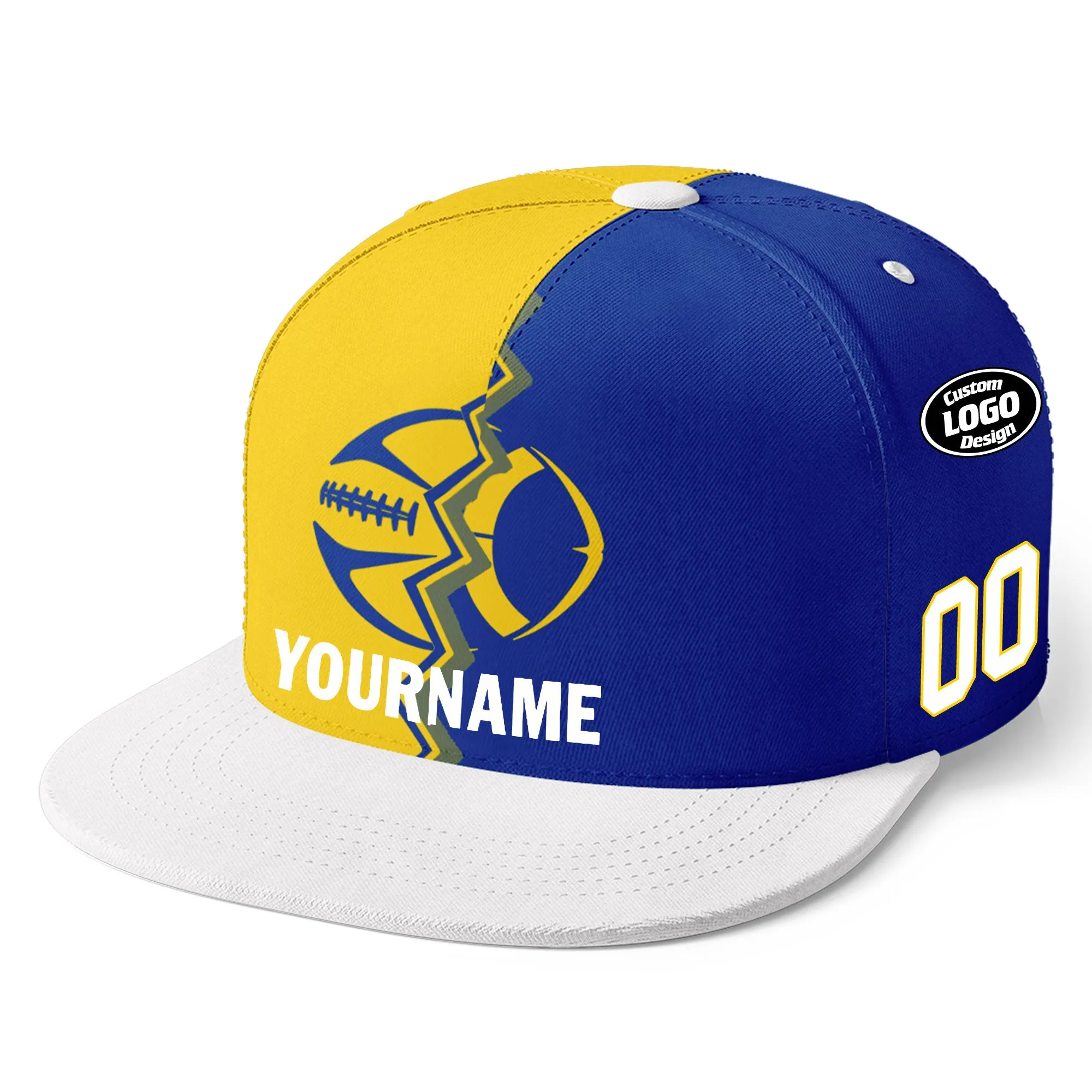 Custom Yellow Blue California Hat Sport Design Cap Stitched Adjustable Personalized PR067B-D028017-8