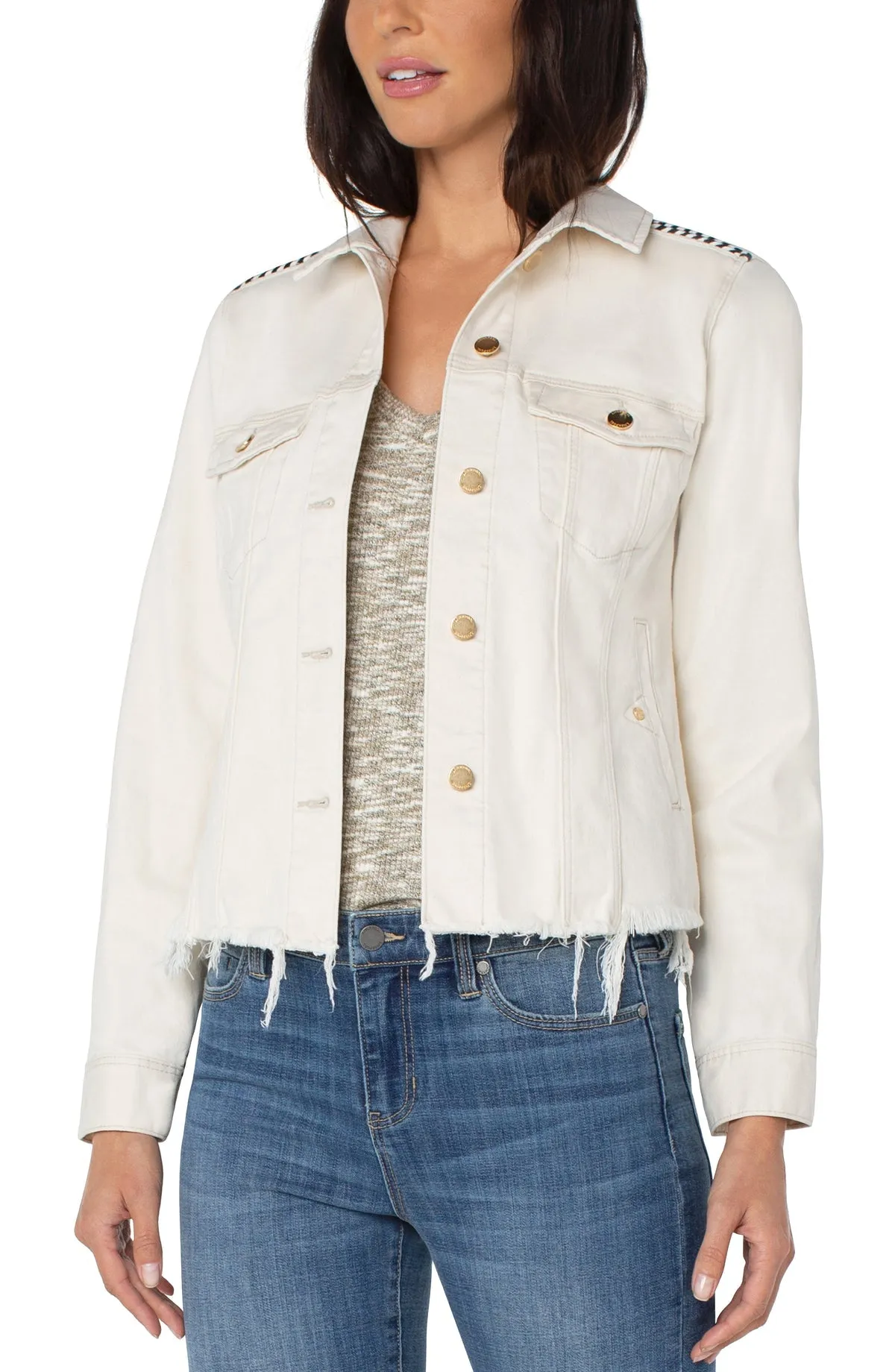 Cut Off Trucker Jacket w/ Piping