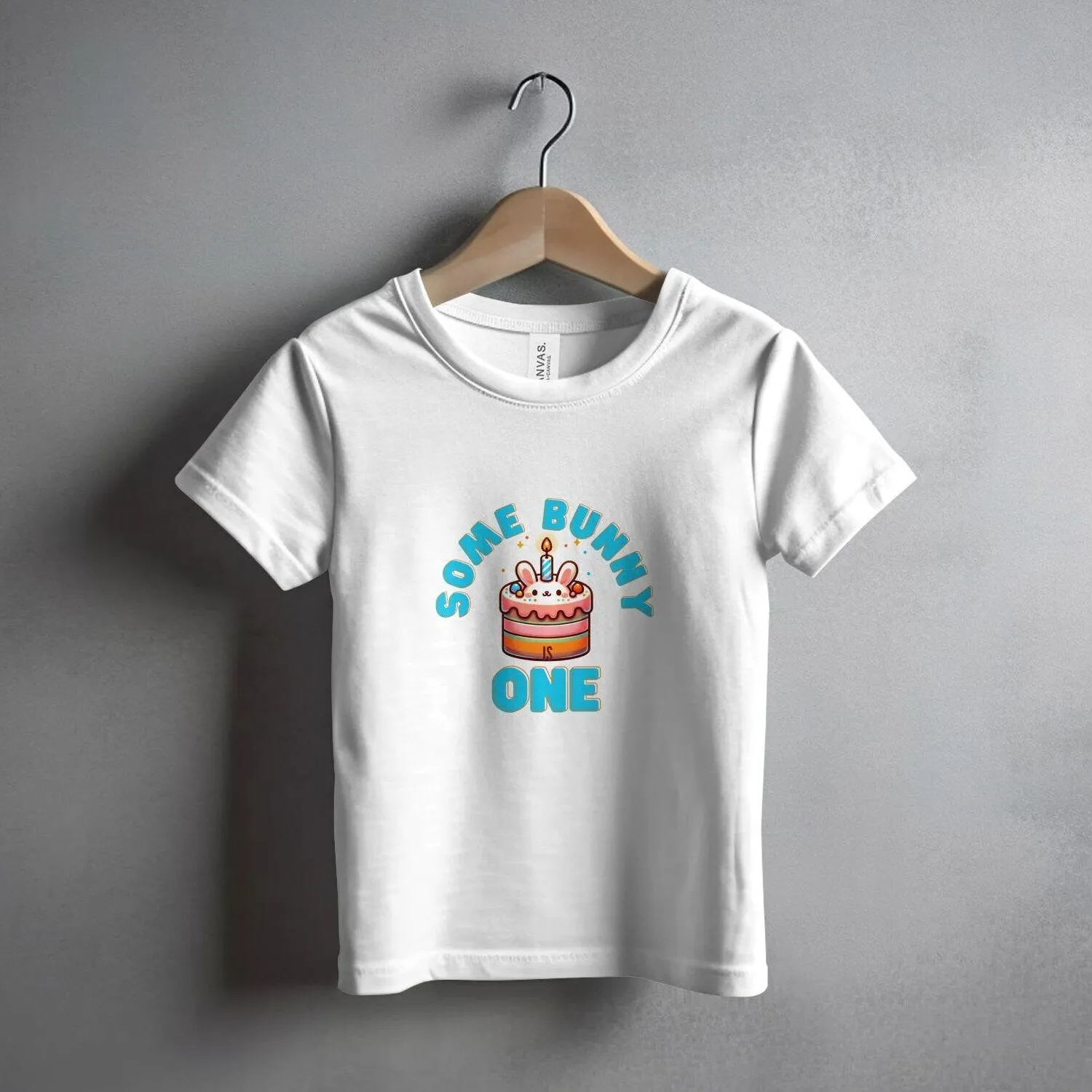 Cute Bunny Birthday Cake T-Shirt, Whimsical First Birthday Party Top, Some Bunny is One, Boy Birthday
