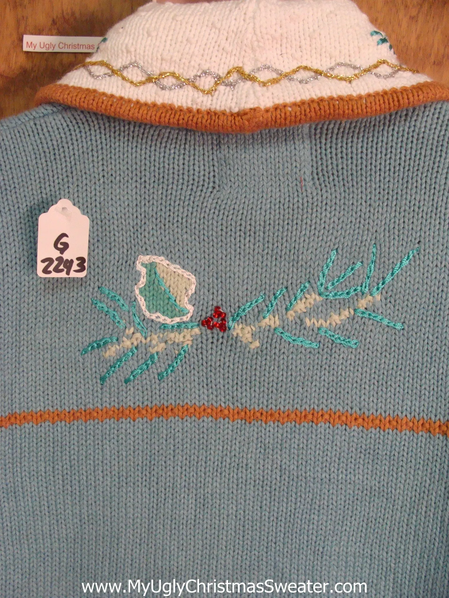 Cute Long Baby Blue Light Up Ugly Xmas Sweater