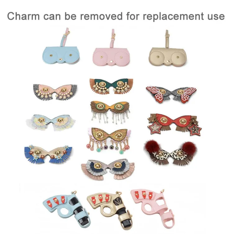 Cute Quirky PU Sunglasses Case Portable Glasses Bag with Hanging Buckle, Color:  Butterfly Flower Ring Pink
